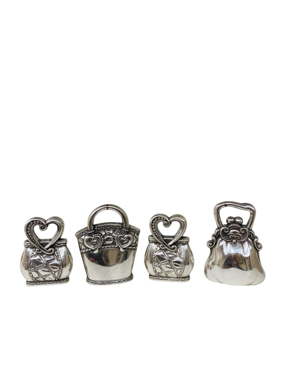 Brighton Set Of 4 Silver Tone Purse Shaped Place Card Holders
